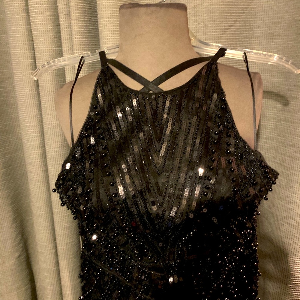 Black sequin and beaded jumpsuit